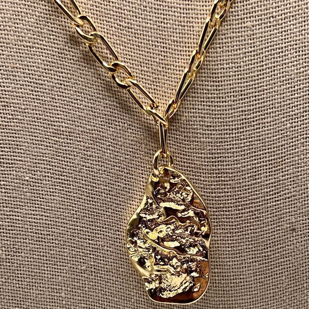 Aqua Gold Nugget Pendant Necklace